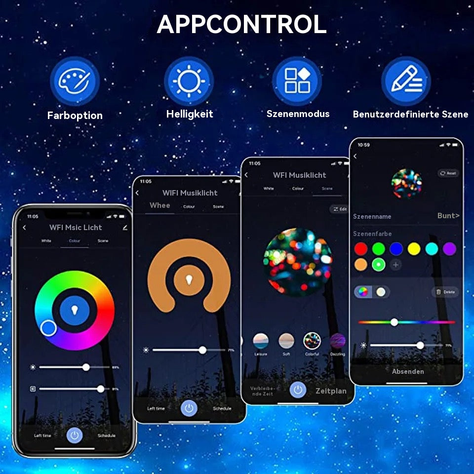 Sternenhimmel Projektor mit Bluetooth Lautsprecher und App-Steuerung