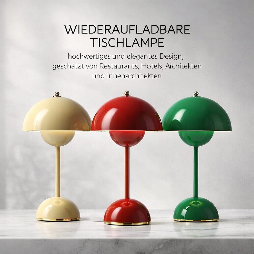 Cordless LED table lamp with battery - dimmable, warm white light