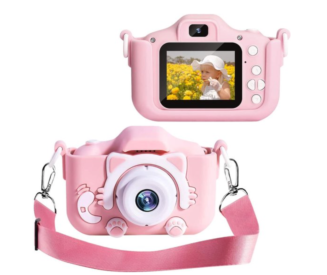 Digital camera for children with front and rear cameras and games