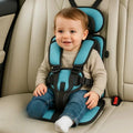 Foldable child seat for on the go with a five-point harness