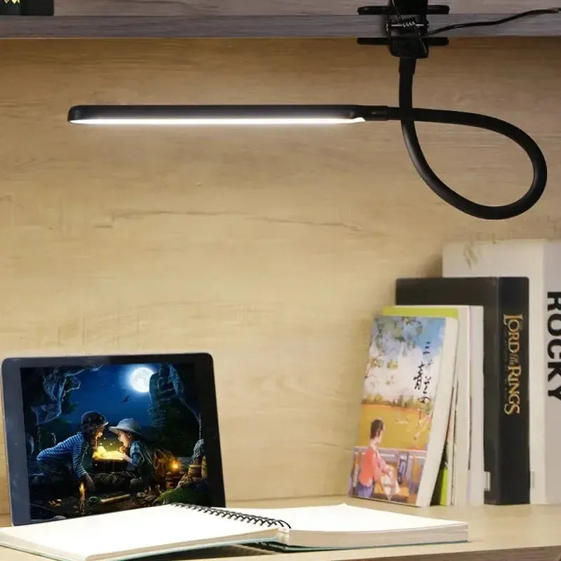 Klemmleuchte mit Schwanenhals – dimmbar, 3 Lichtfarben, USB