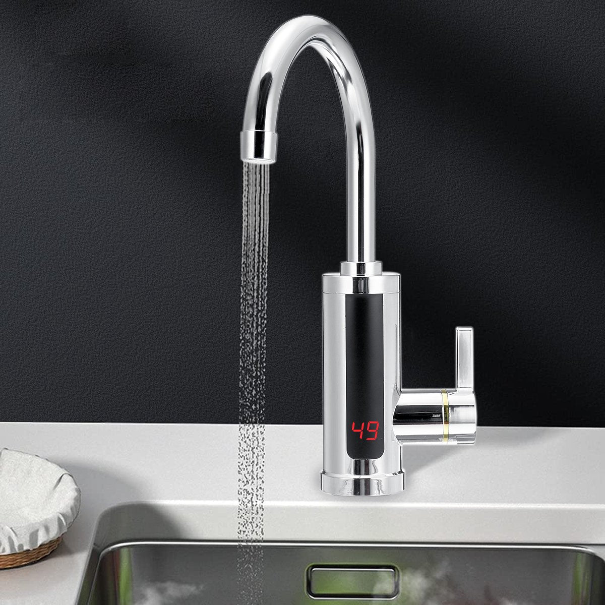 Küchenarmatur mit Sofortheißwasser und LED-Temperaturanzeige
