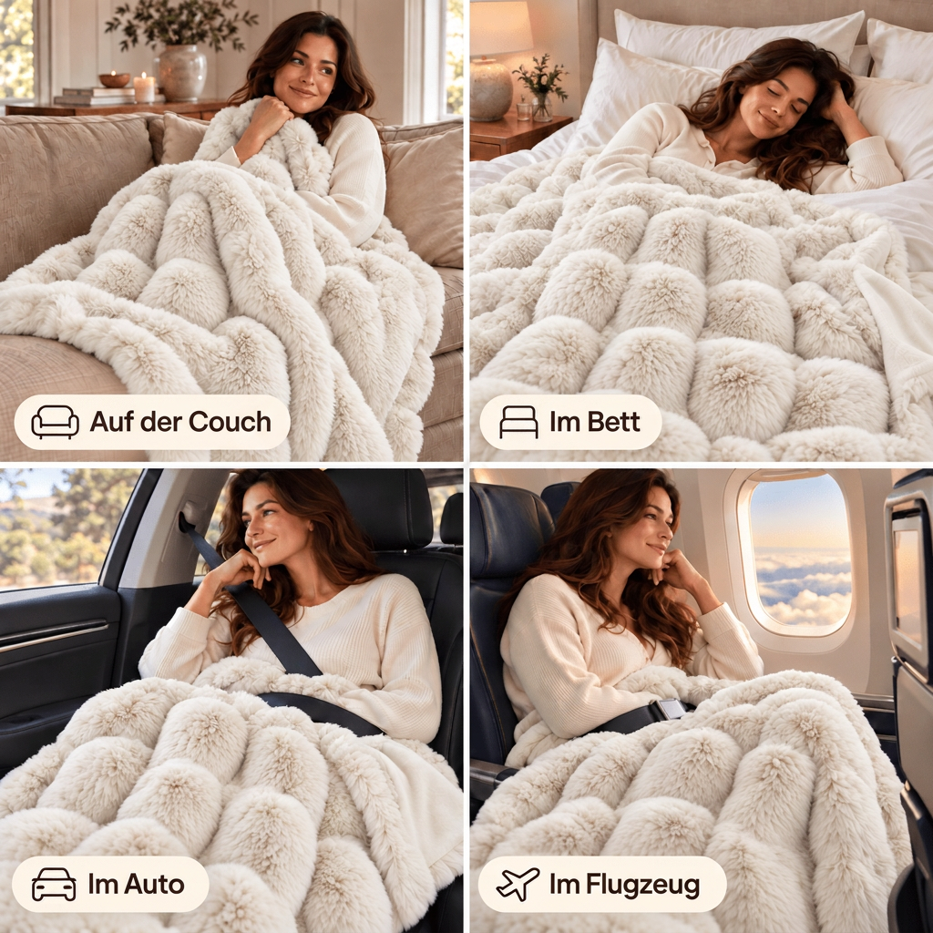 Beige faux fur blanket 150x200 cm – Soft snuggle blanket with velvet backing