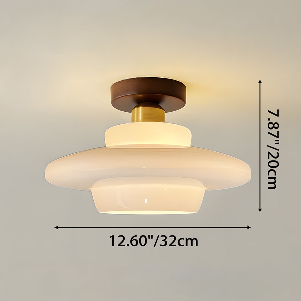 Ceiling light walnut wood glass Scandinavian E27 living spaces