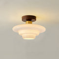 Ceiling light walnut wood glass Scandinavian E27 living spaces