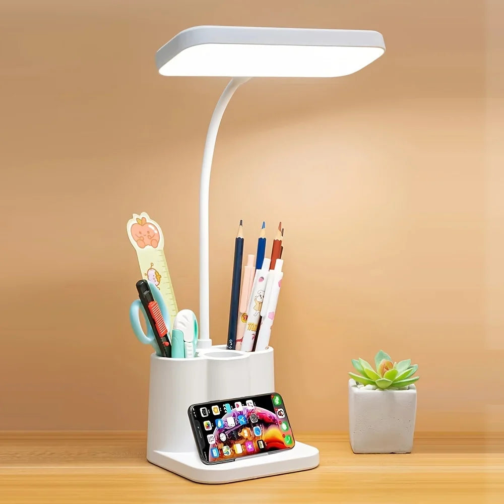 Desk lamp with adjustable arm and USB charging