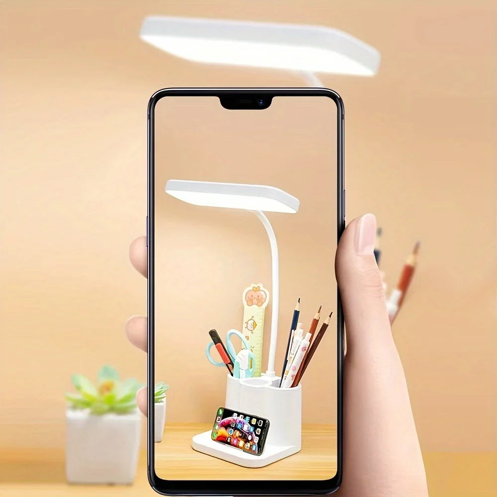Desk lamp with adjustable arm and USB charging
