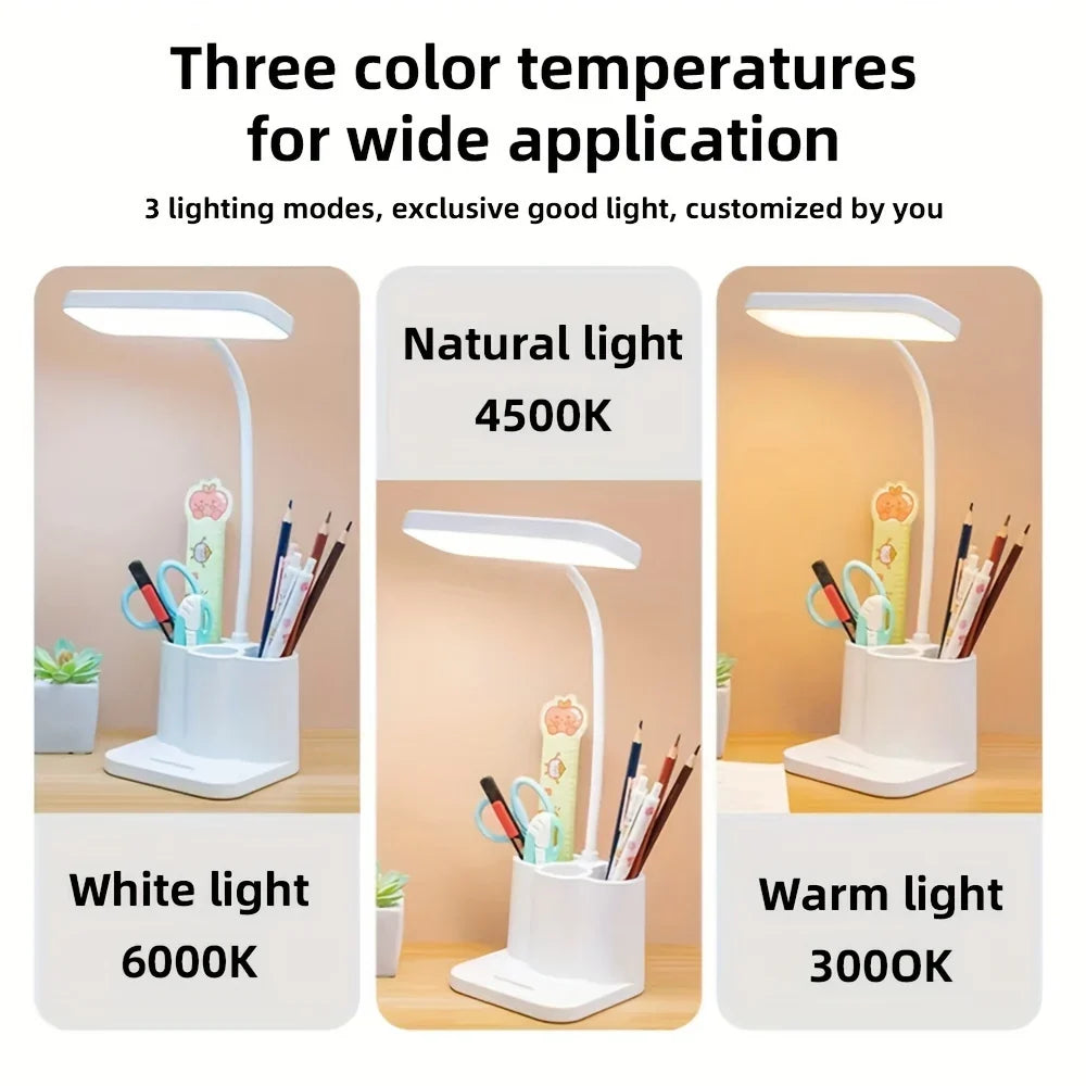 Desk lamp with adjustable arm and USB charging