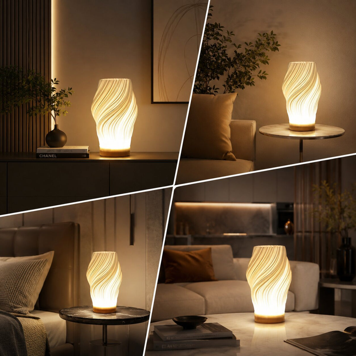 LED table lamp with sculptural texture and light-and-shadow effect