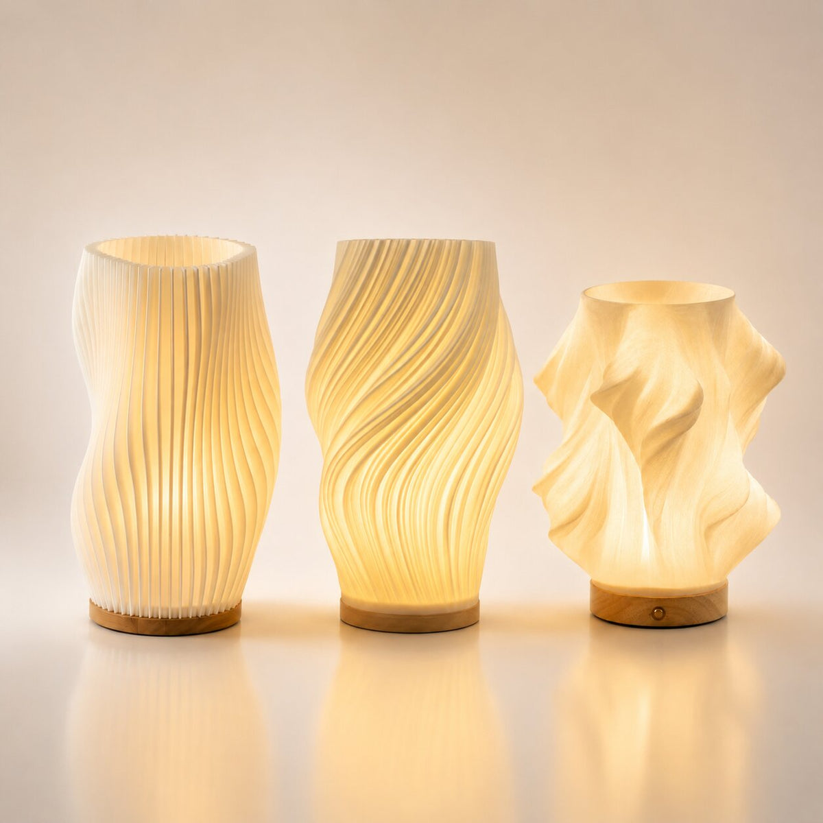 LED table lamp with sculptural texture and light-and-shadow effect