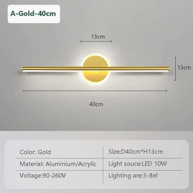 LED Wandleuchte Schwarz Gold – Spiegelleuchte 40/60/80 cm