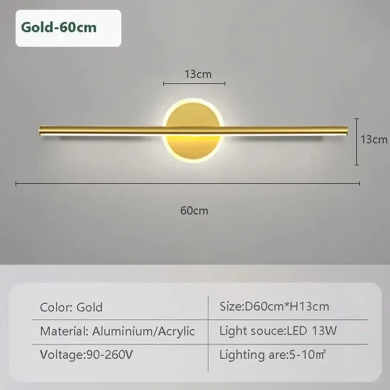 LED Wandleuchte Schwarz Gold – Spiegelleuchte 40/60/80 cm