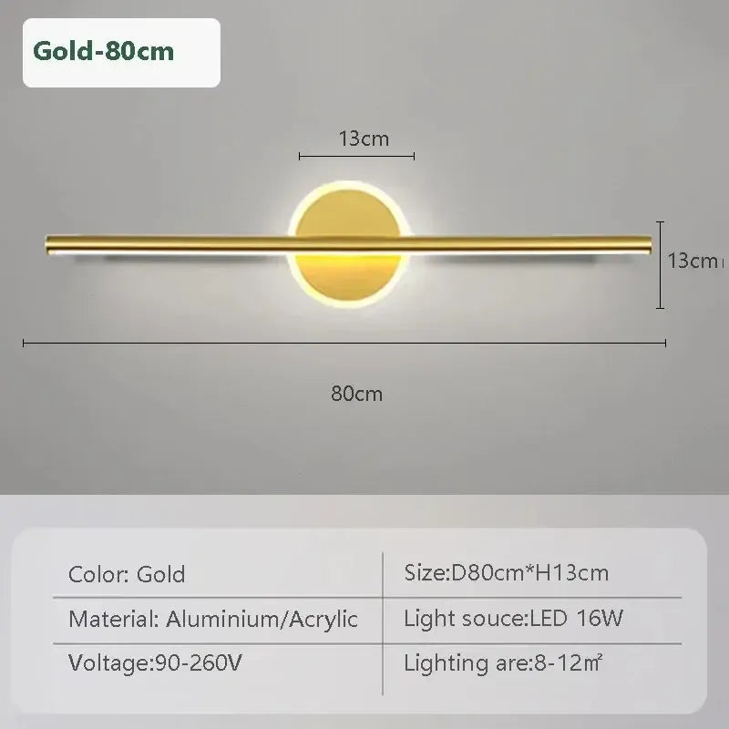 LED Wandleuchte Schwarz Gold – Spiegelleuchte 40/60/80 cm