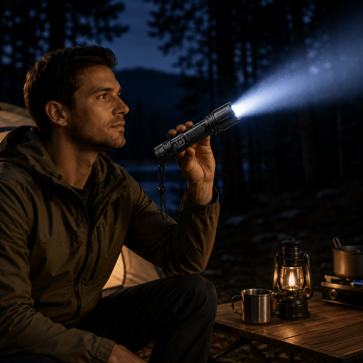 Taschenlampe mit Digitalanzeige für Camping und Outdoor