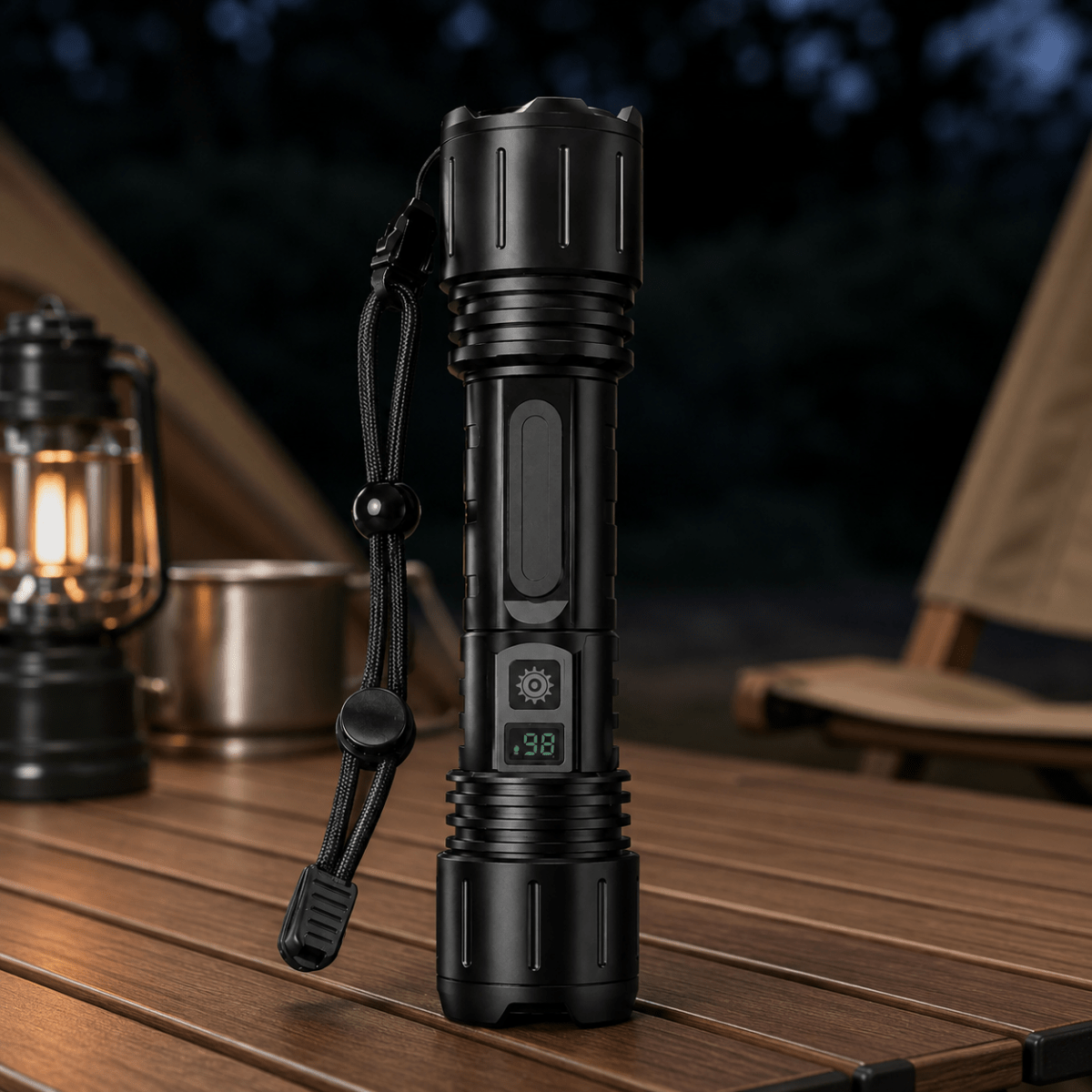 Taschenlampe mit Digitalanzeige für Camping und Outdoor