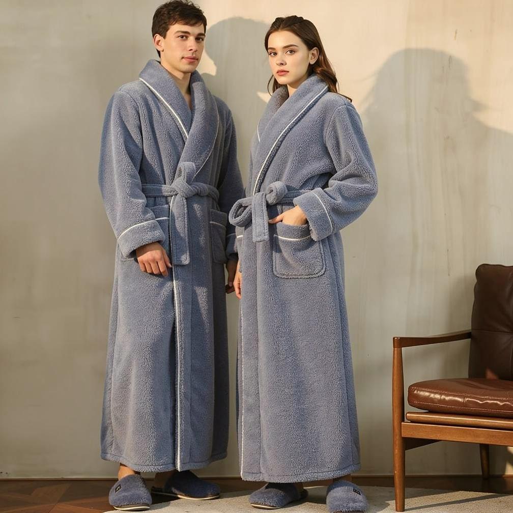 Langer Bademantel mit Schalkragen – kuschelig warm für Damen und Herren