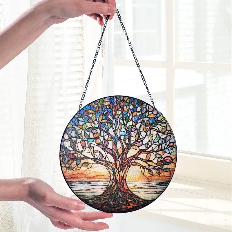 Lebensbaum Fensterhänger aus Acryl – Bunte Lichtreflexe