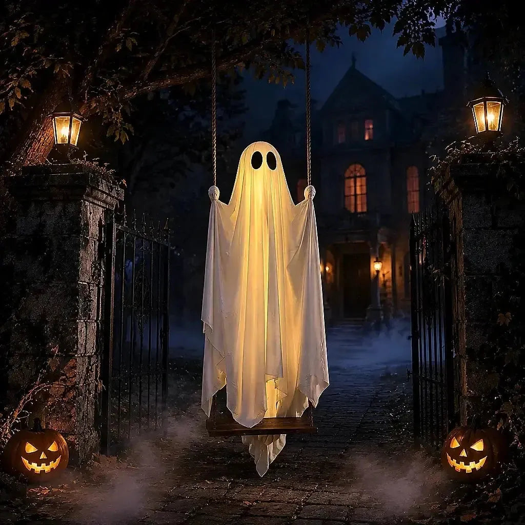 Leuchtende Halloween Geist Dekoration mit Bewegung und Fernbedienung
