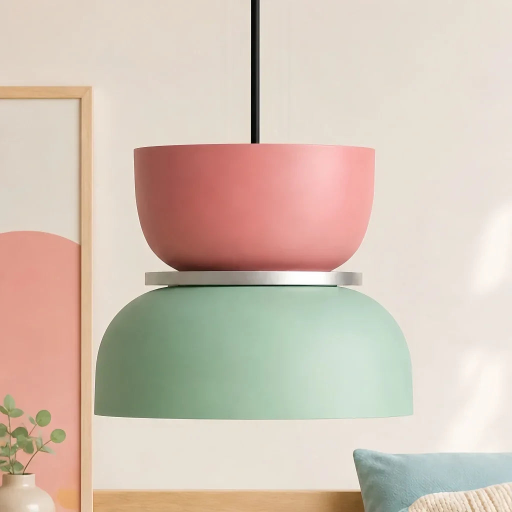 Nordische Pendelleuchte mit Farbblock-Design für moderne Räume
