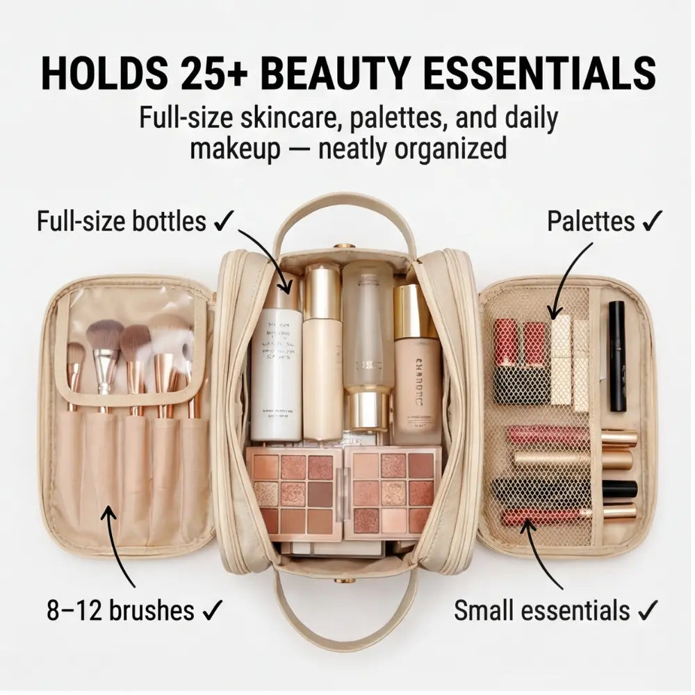 Flach aufklappbare Kosmetiktasche – Pinselschutz, 25+ Produkte product image 7