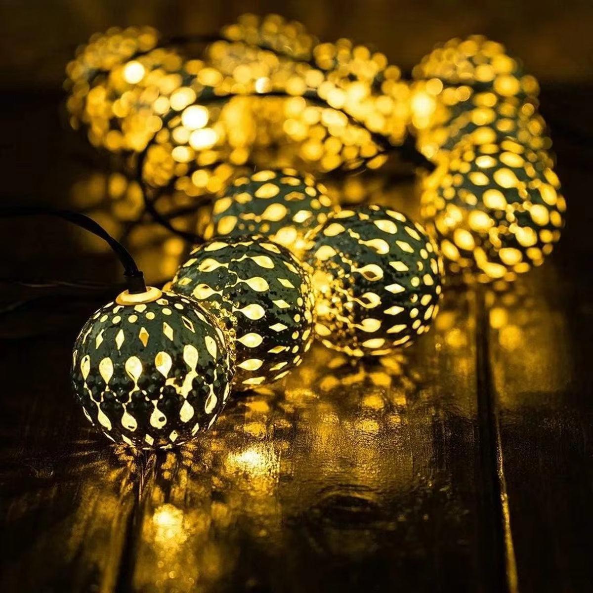 Marokkanische Solar-Lichterkette 12m – 100 LED-Kugeln warmweiß
