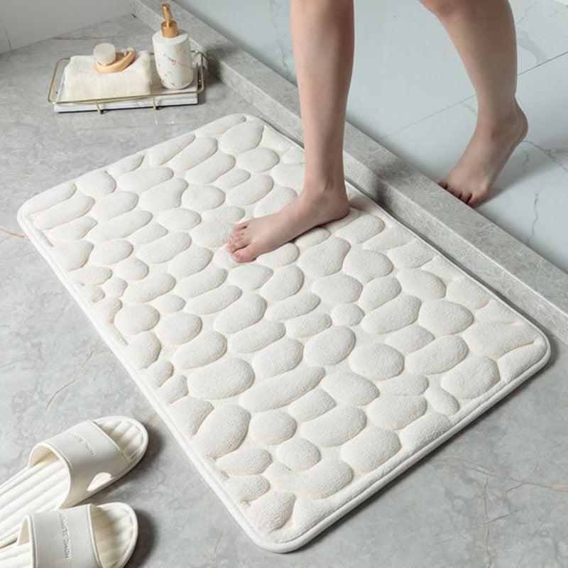 Memory Foam Badematte mit Kieselstein-Design – weich & rutschfest