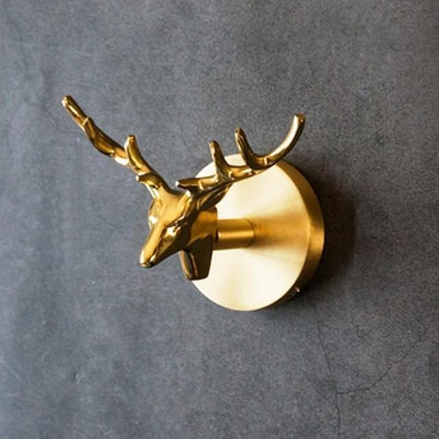 Messing-Wandhaken mit Tierkopf – dekorativer Kleiderhaken mit Gold-Finish