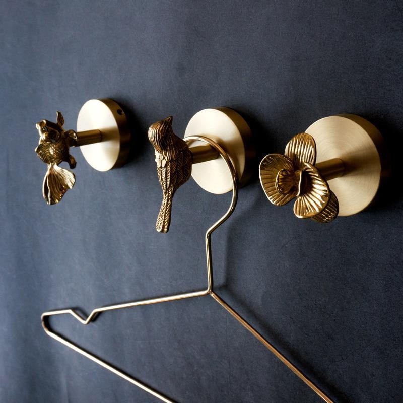 Messing-Wandhaken mit Tierkopf – dekorativer Kleiderhaken mit Gold-Finish