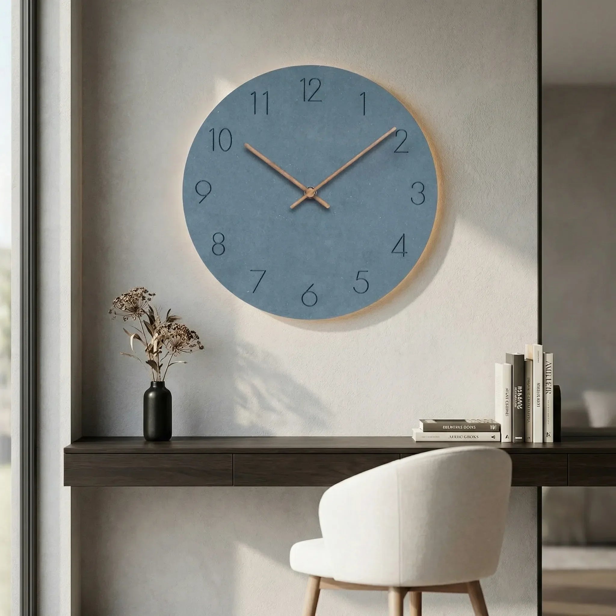 Runde Wanduhr mit lautlosem Uhrwerk – minimalistisches Design