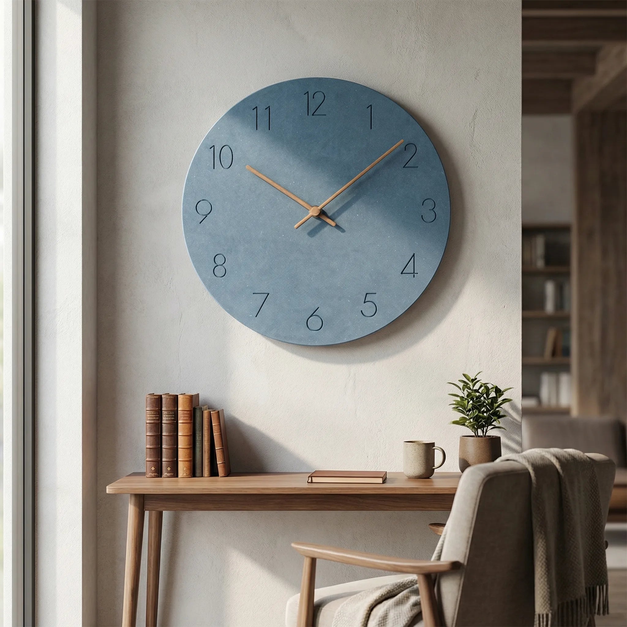 Runde Wanduhr mit lautlosem Uhrwerk – minimalistisches Design