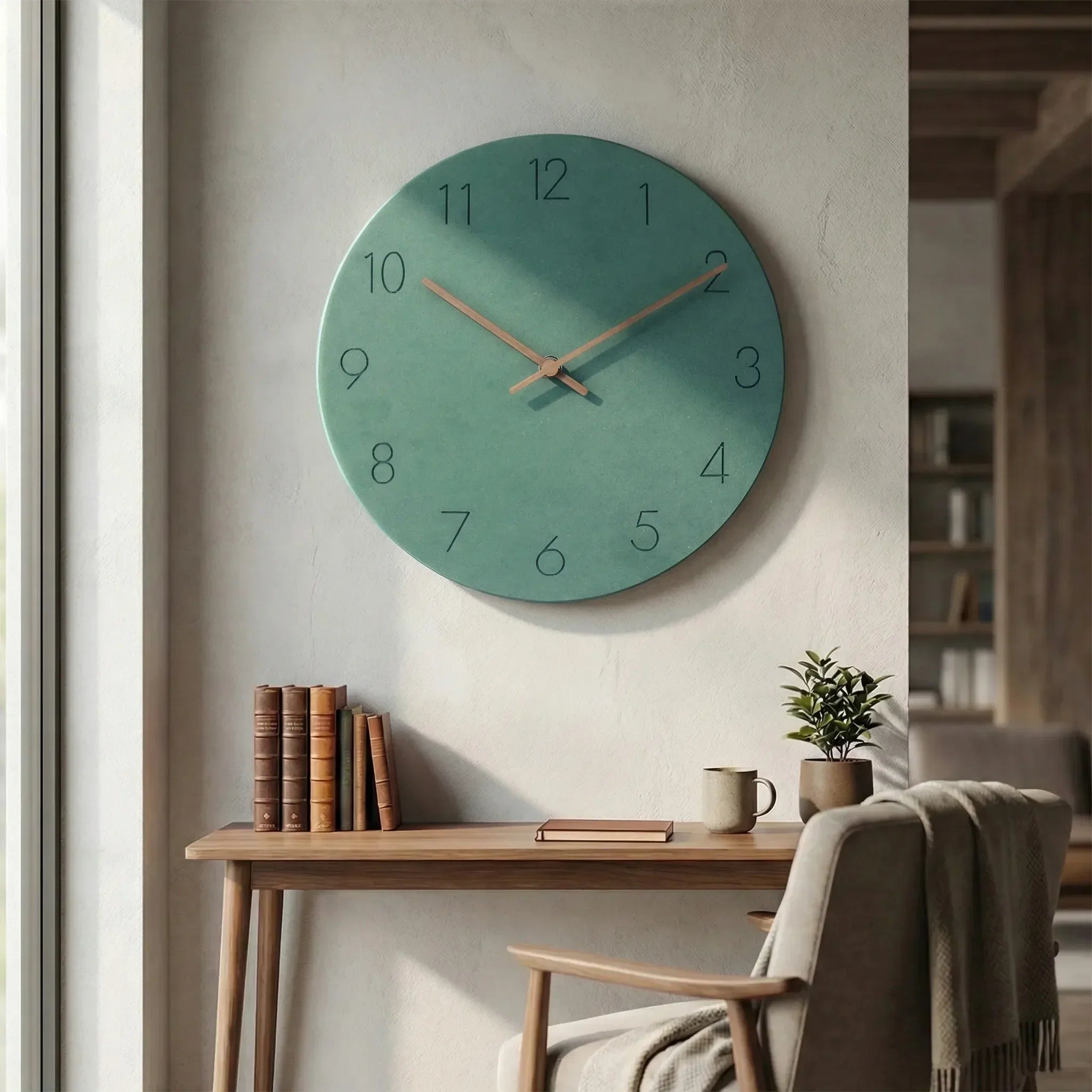 Runde Wanduhr mit lautlosem Uhrwerk – minimalistisches Design
