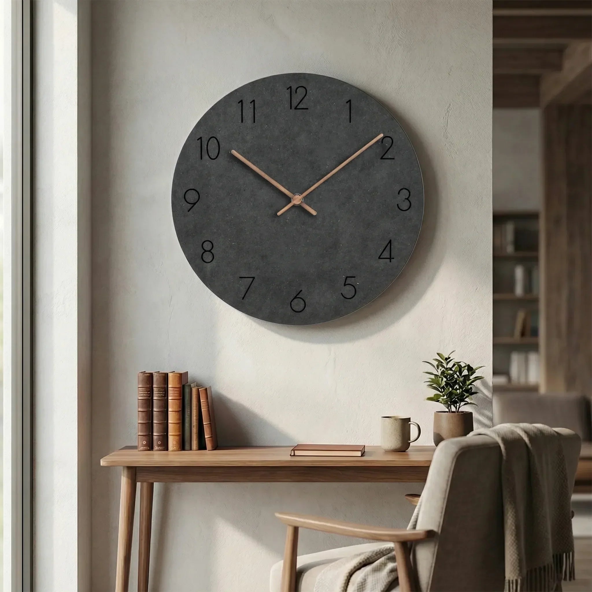 Runde Wanduhr mit lautlosem Uhrwerk – minimalistisches Design