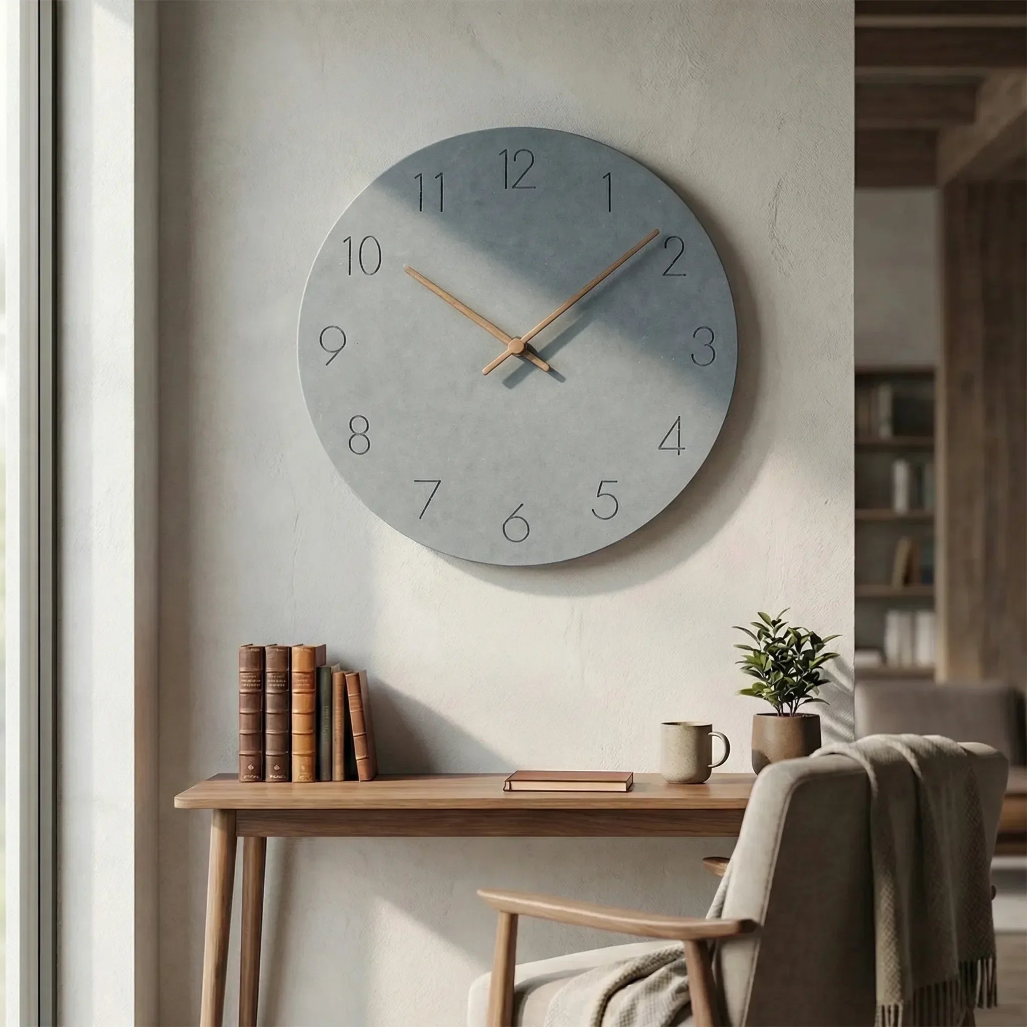 Runde Wanduhr mit lautlosem Uhrwerk – minimalistisches Design