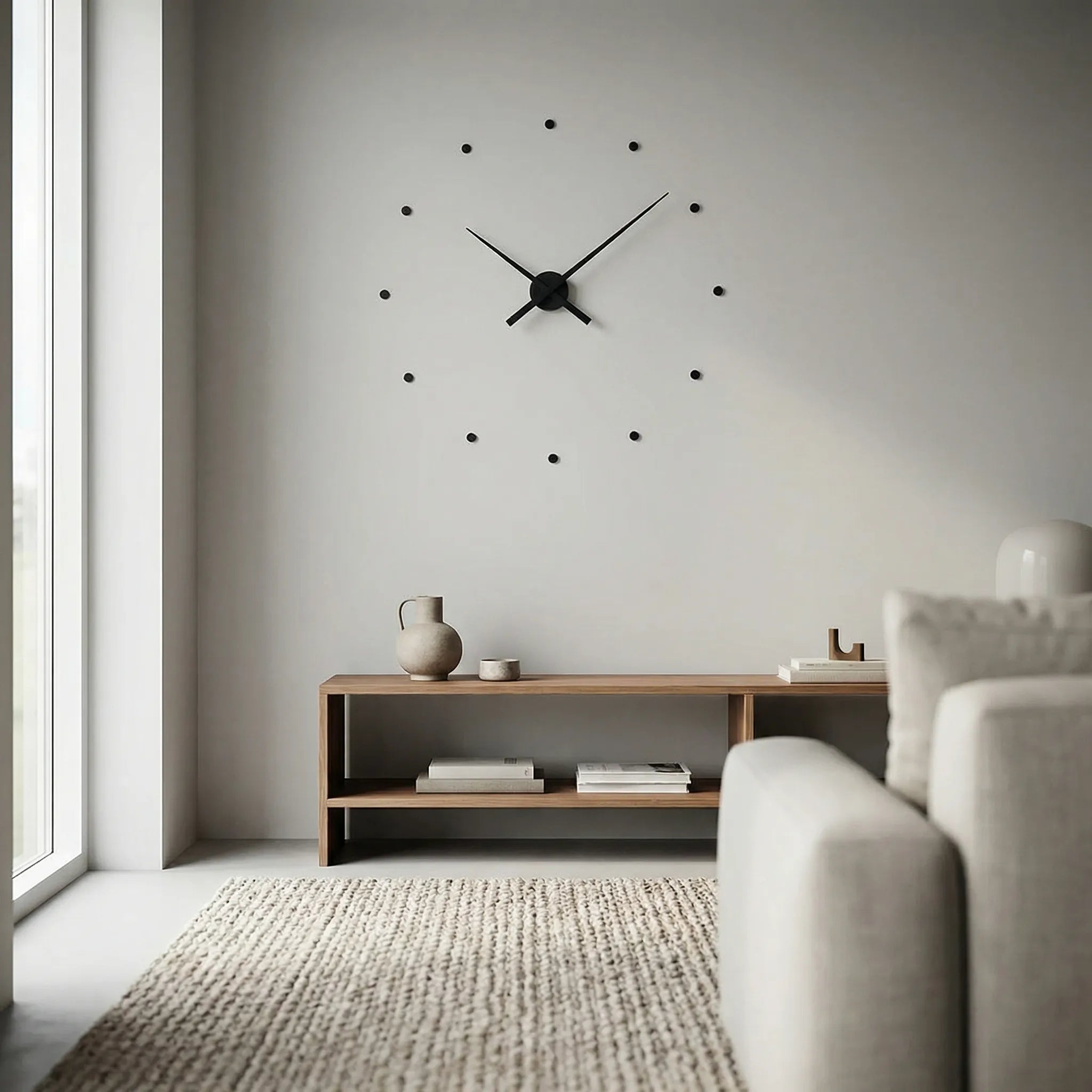 Minimalistische Wanduhr rahmenlos – leises Quarzwerk für moderne Räume