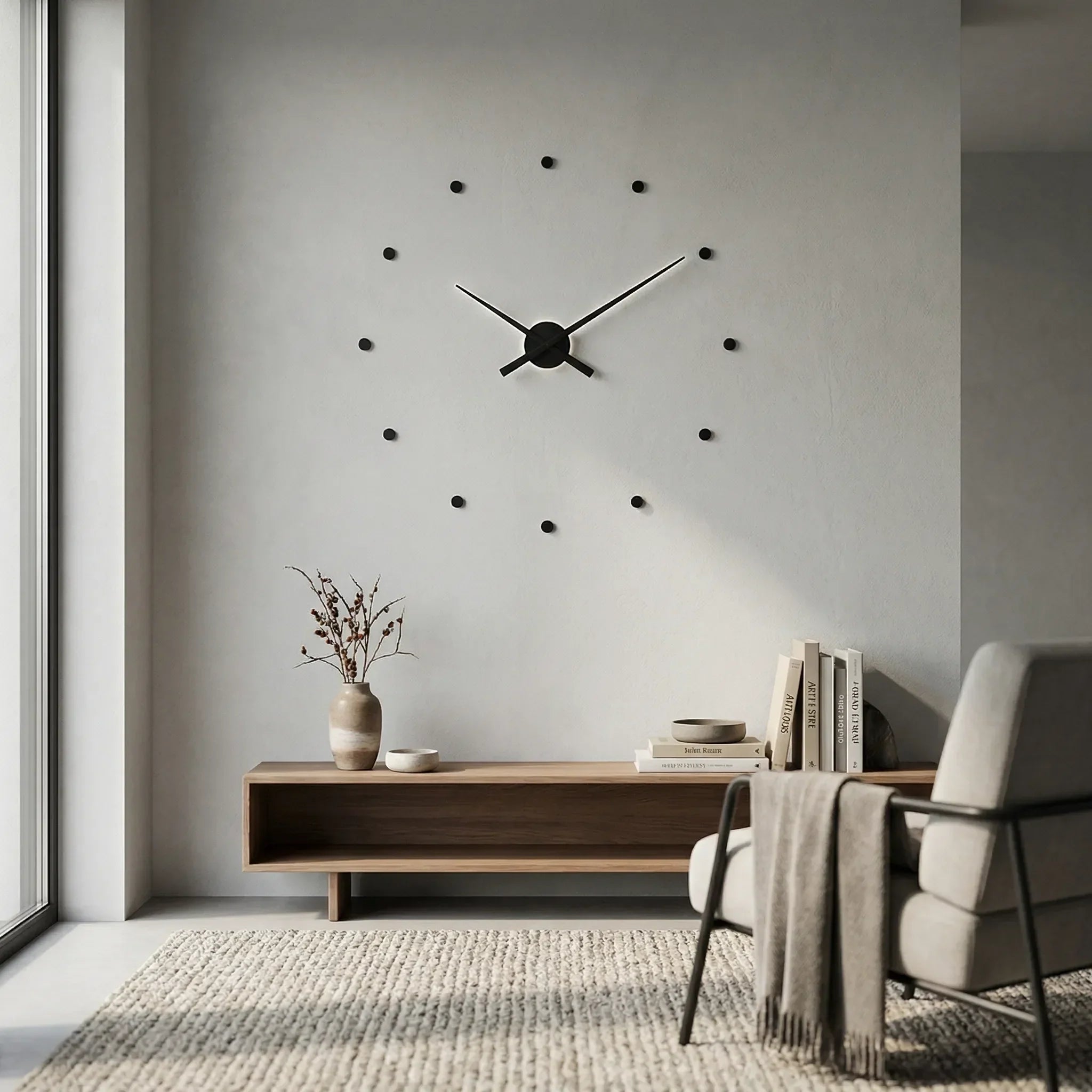 Minimalistische Wanduhr rahmenlos – leises Quarzwerk für moderne Räume