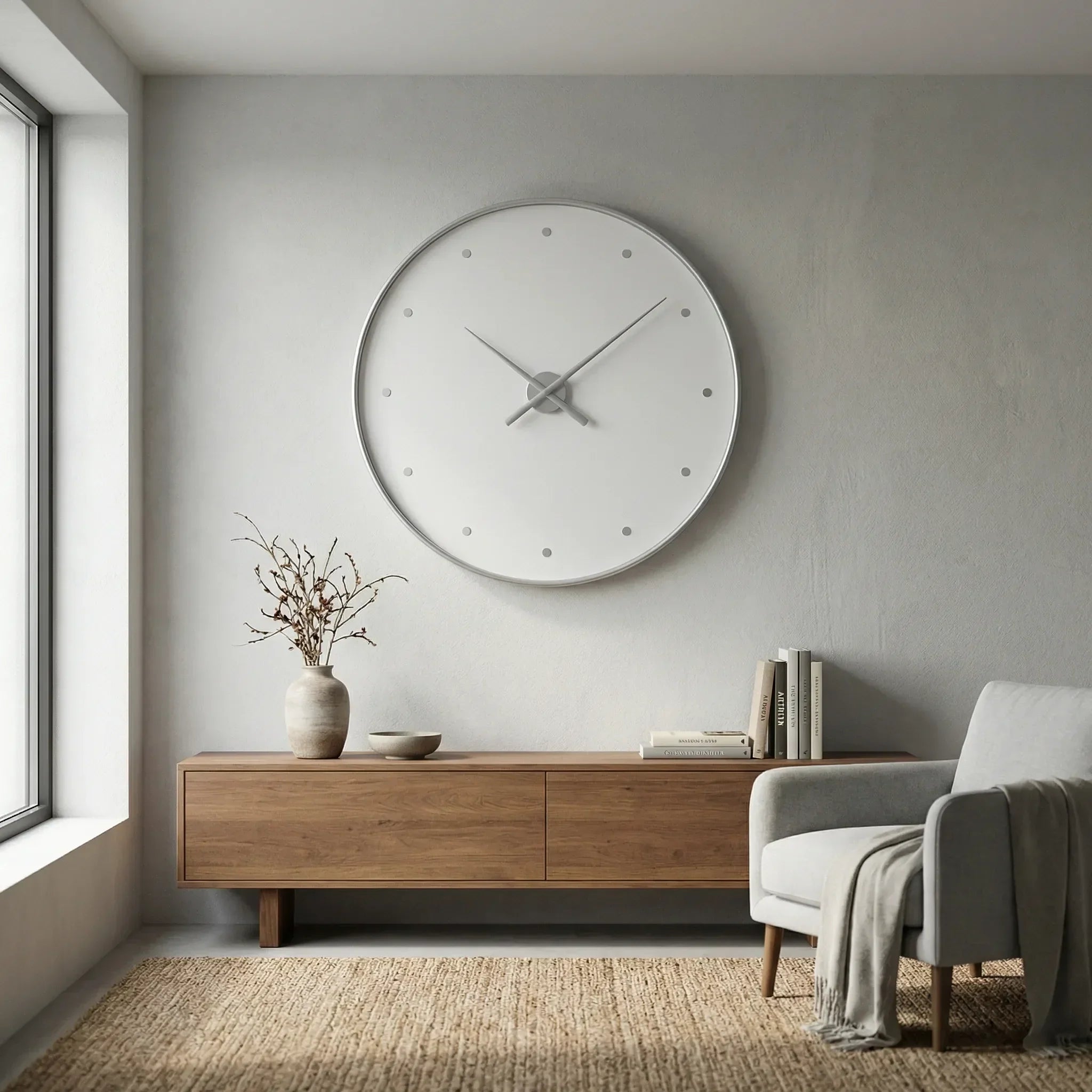 Minimalistische Wanduhr rahmenlos – leises Quarzwerk für moderne Räume