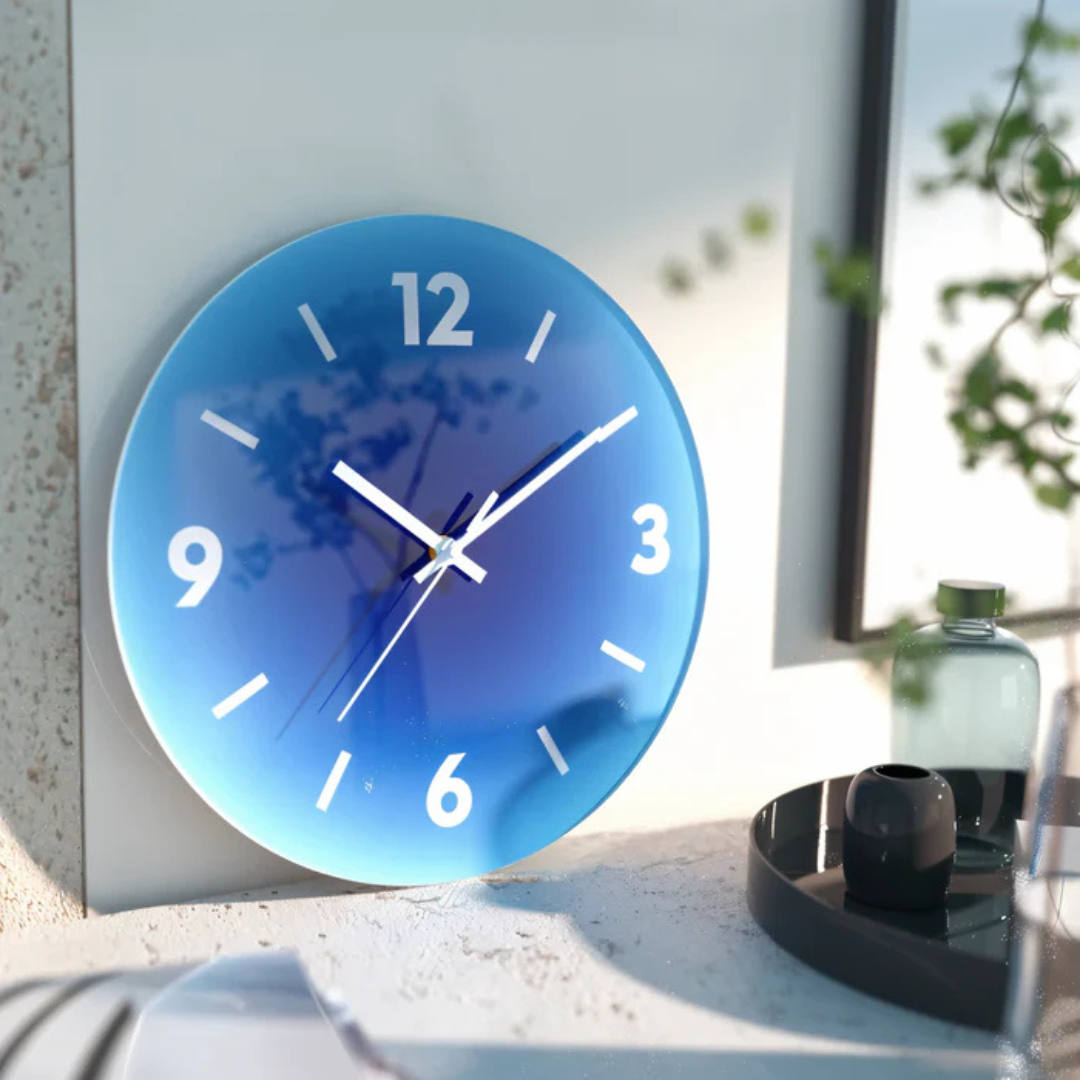 Wall Clock Made of Glass with Acrylic Dial – Modern and Silent