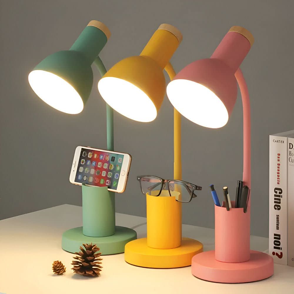 LED desk lamp with pen holder for the office and home office