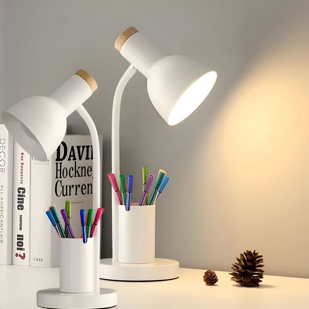 LED desk lamp with pen holder for the office and home office