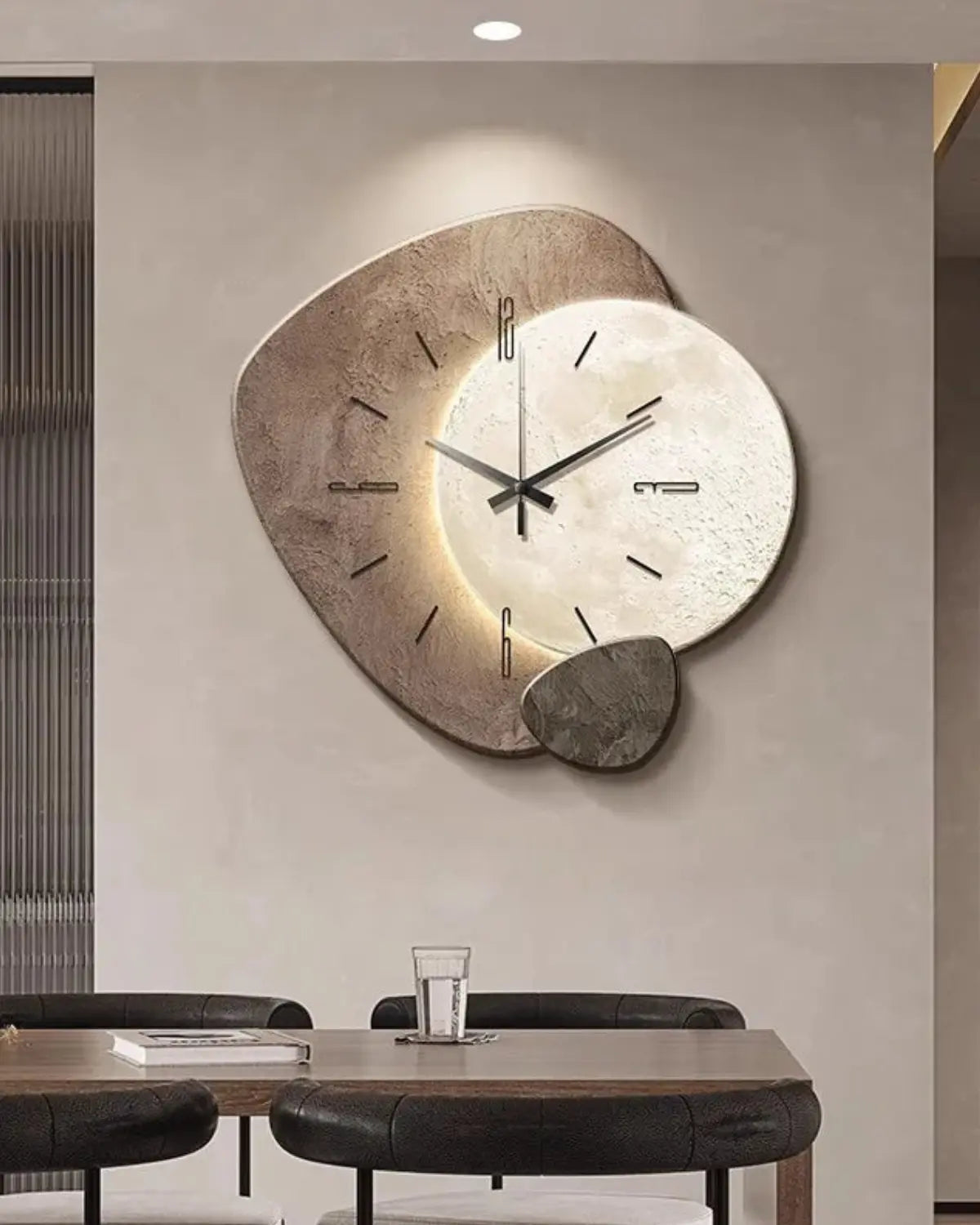 Minimalistische Mond-Wanduhr – Beige & Gold, 30 cm oder 40 cm product image 2