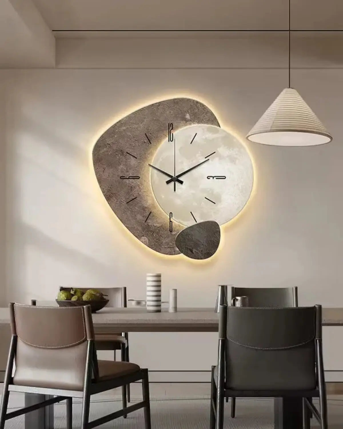 Minimalistische Mond-Wanduhr – Beige & Gold, 30 cm oder 40 cm product image 6