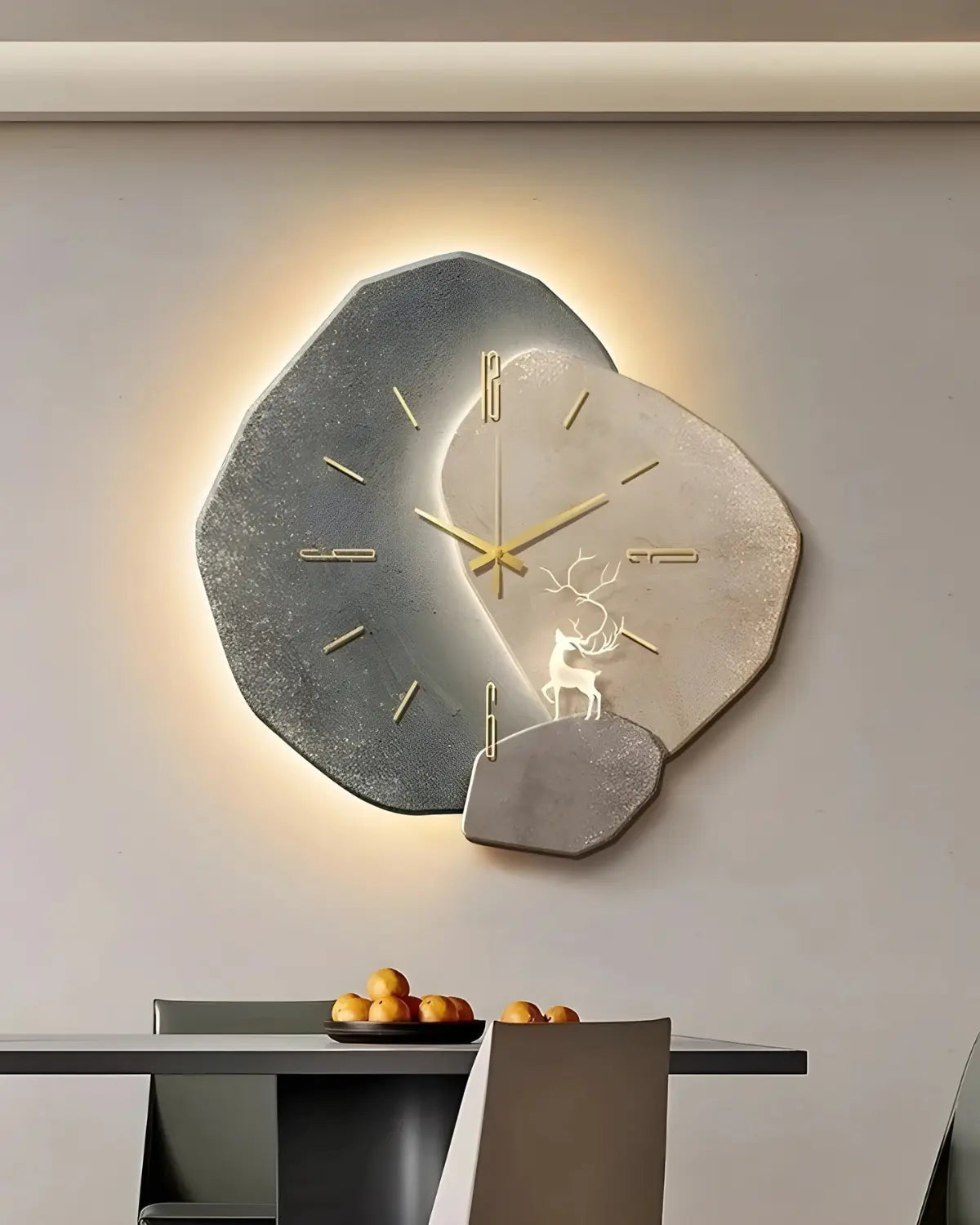 Minimalistische Mond-Wanduhr – Beige & Gold, 30 cm oder 40 cm product image 9
