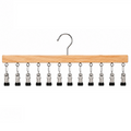 Holz Kleiderbügel mit 12 Clips – platzsparend für Socken