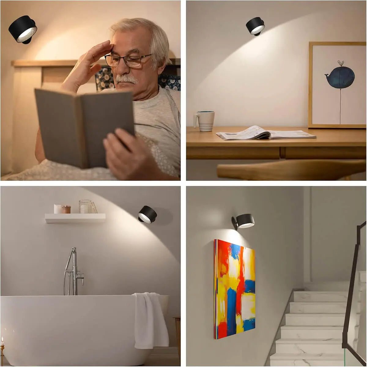 Kabellose LED-Wandleuchte mit drehbarem Kopf und USB-C