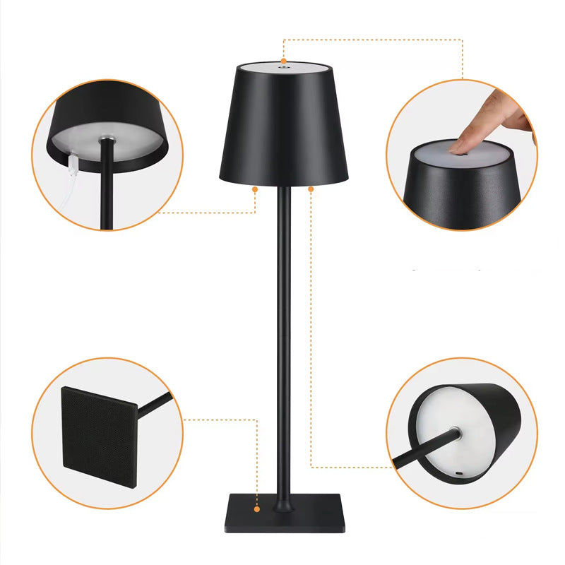 Wireless LED table lamp with rechargeable battery - dimmable and flexible