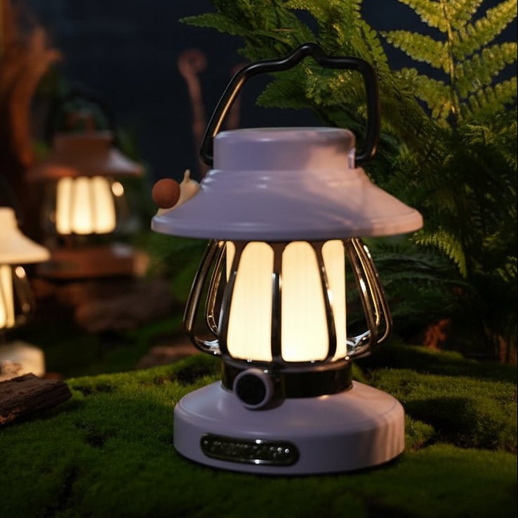 Rechargeable retro camping lamp - outdoor night light for tent