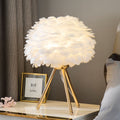 Feather table lamp with gold accents - elegant decorative light