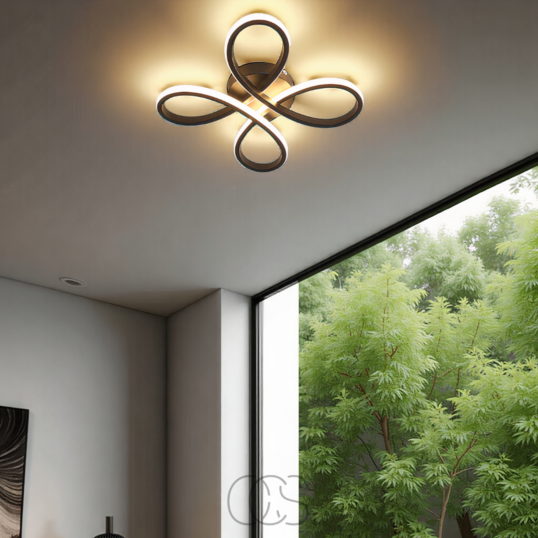 LED clover ceiling light, dimmable, black, 30 cm, living room