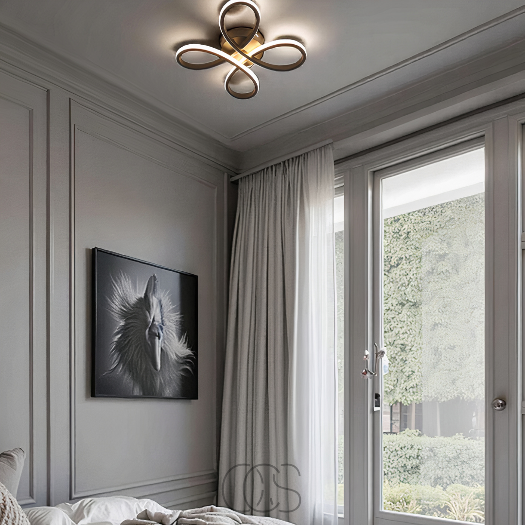LED clover ceiling light, dimmable, black, 30 cm, living room