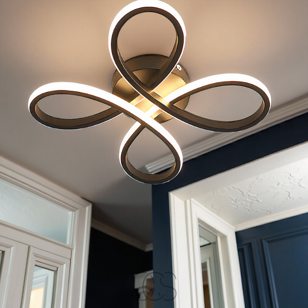 LED clover ceiling light, dimmable, black, 30 cm, living room